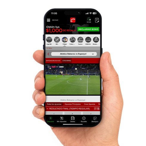 App de Caliente con apuestas en vivo y streaming en un celular